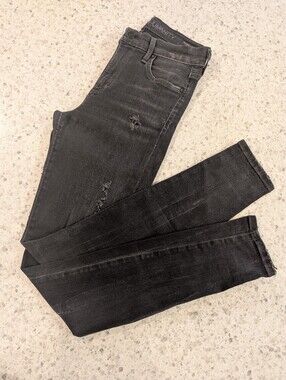 Citizens Of Humanity 25 Rocket Grey Denim High Rise Skinny Jeans Stretch Rips